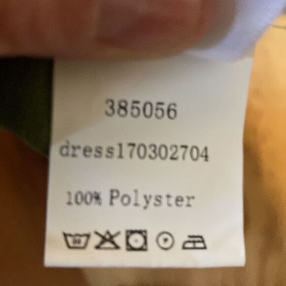 Long army green dress with detailed neckline and cap sleeves Size M - Picture 7 of 8